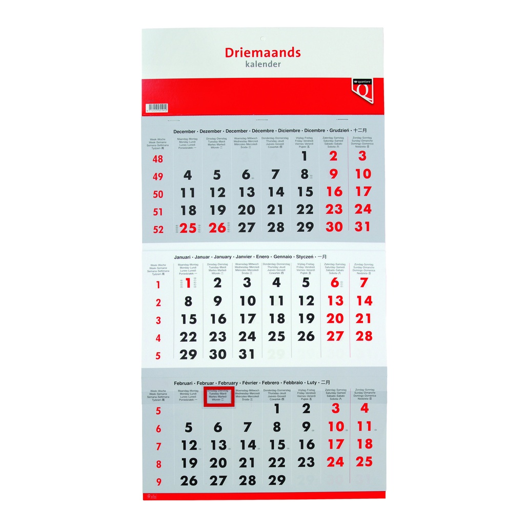 3-maandskalender 2027 Quantore