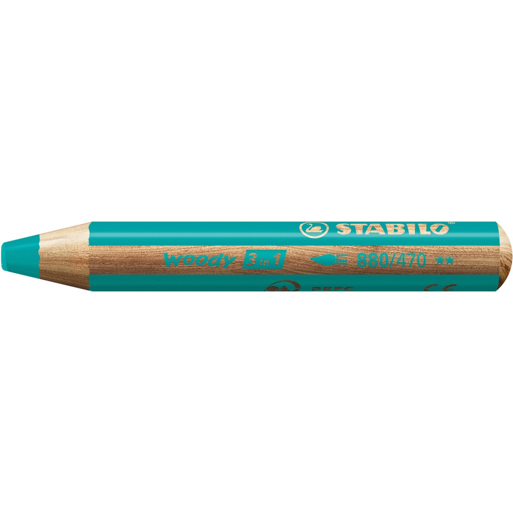 Kleurpotlood STABILO 880 woody 3 in 1 turquois