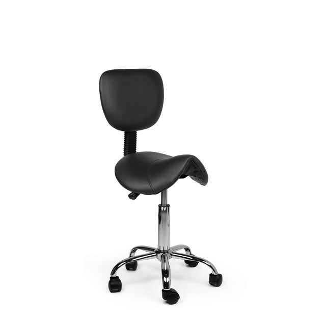 [8719198.38x1x] Zadelkruk Office rugleuning laag harde wielen zw