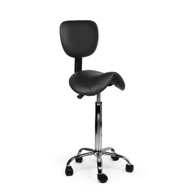 [8719198.38x3x] Zadelkruk Office rugleuning hoog harde wielen zw