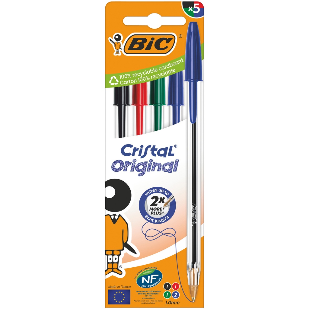 Balpen Bic Cristal M 5st assorti