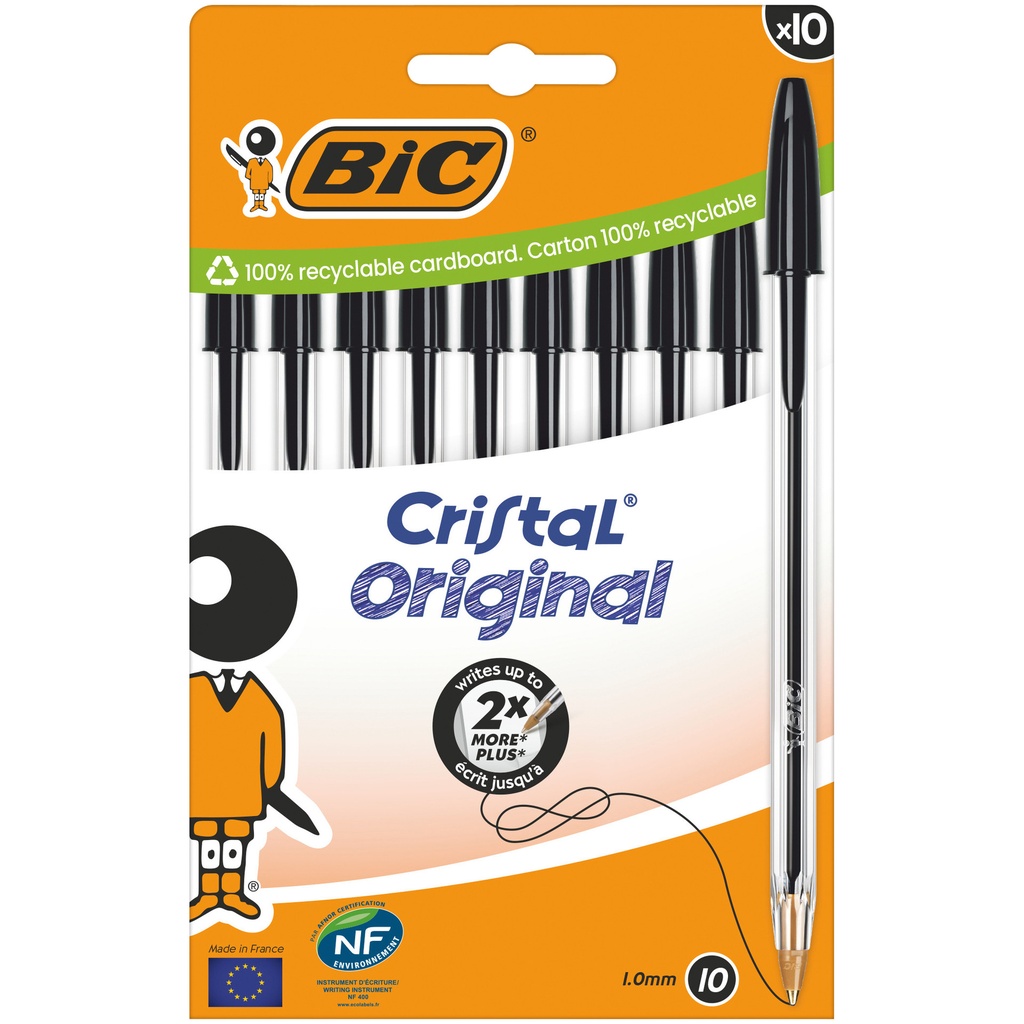 Balpen Bic Cristal M 10st zwart