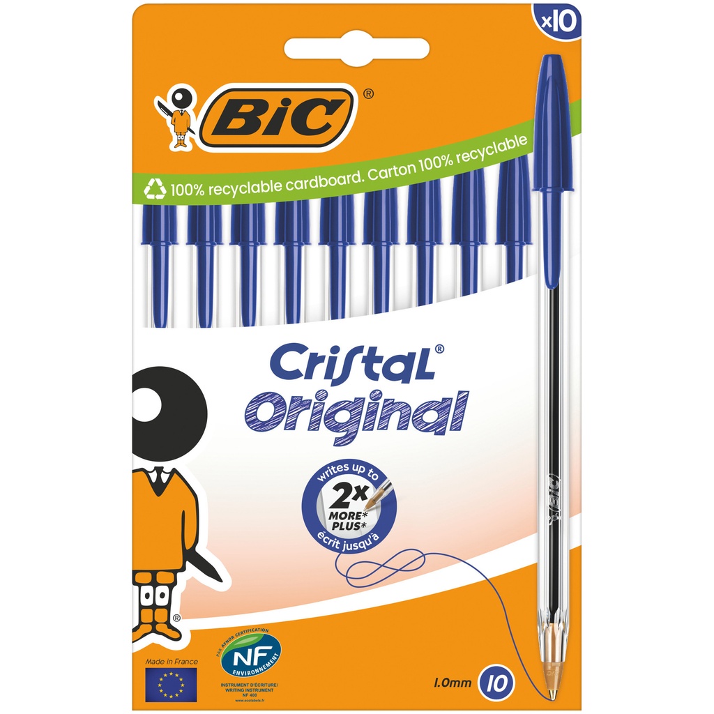 Balpen Bic Cristal M 10st blauw