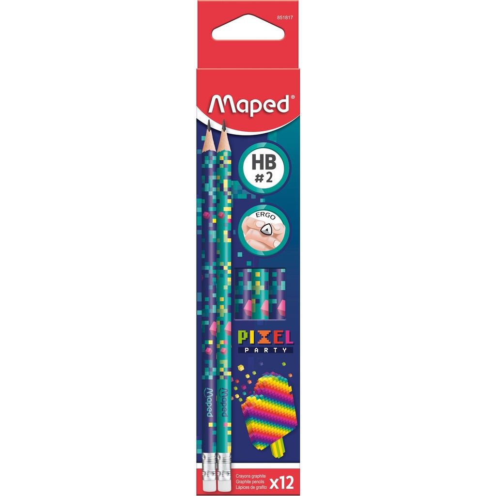 Grafietpotlood Maped Pixel Party 12 stuks assorti