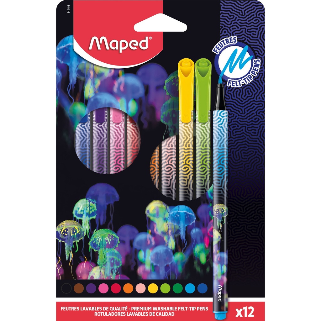 Viltstift Maped Deepsea Paradise set a 12 kleuren