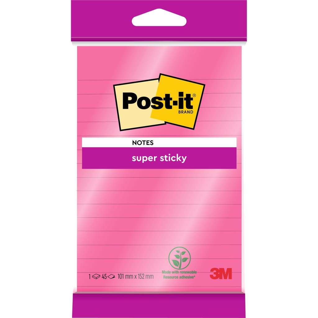 [4645-SL-P] Memoblok 3M Post-it 4645 SS 101x152mm lijn roze