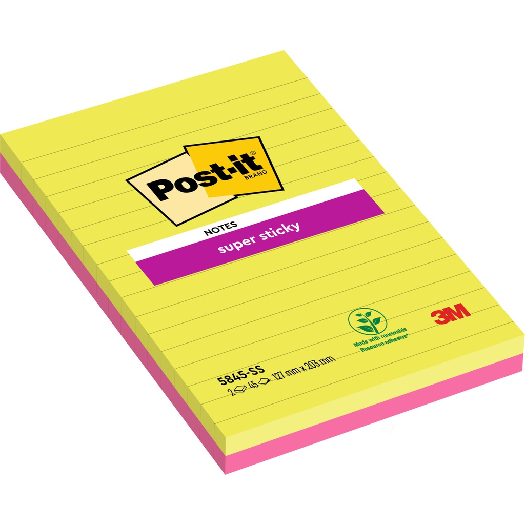 [5845-SS] Memoblok 3M Post-it 5845 SS 127x203mm lijn ass kl