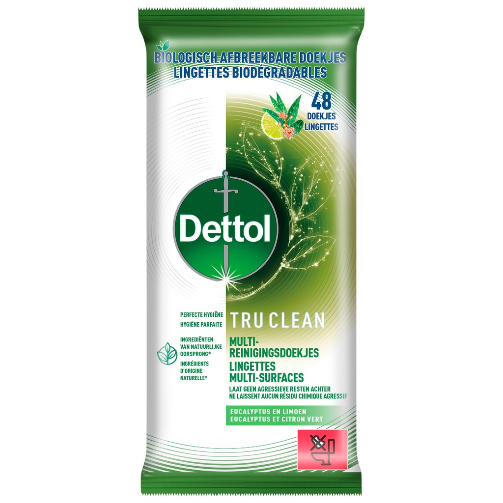 Reinigingsdoekjes Dettol TC Eucalyp en limoen 48st