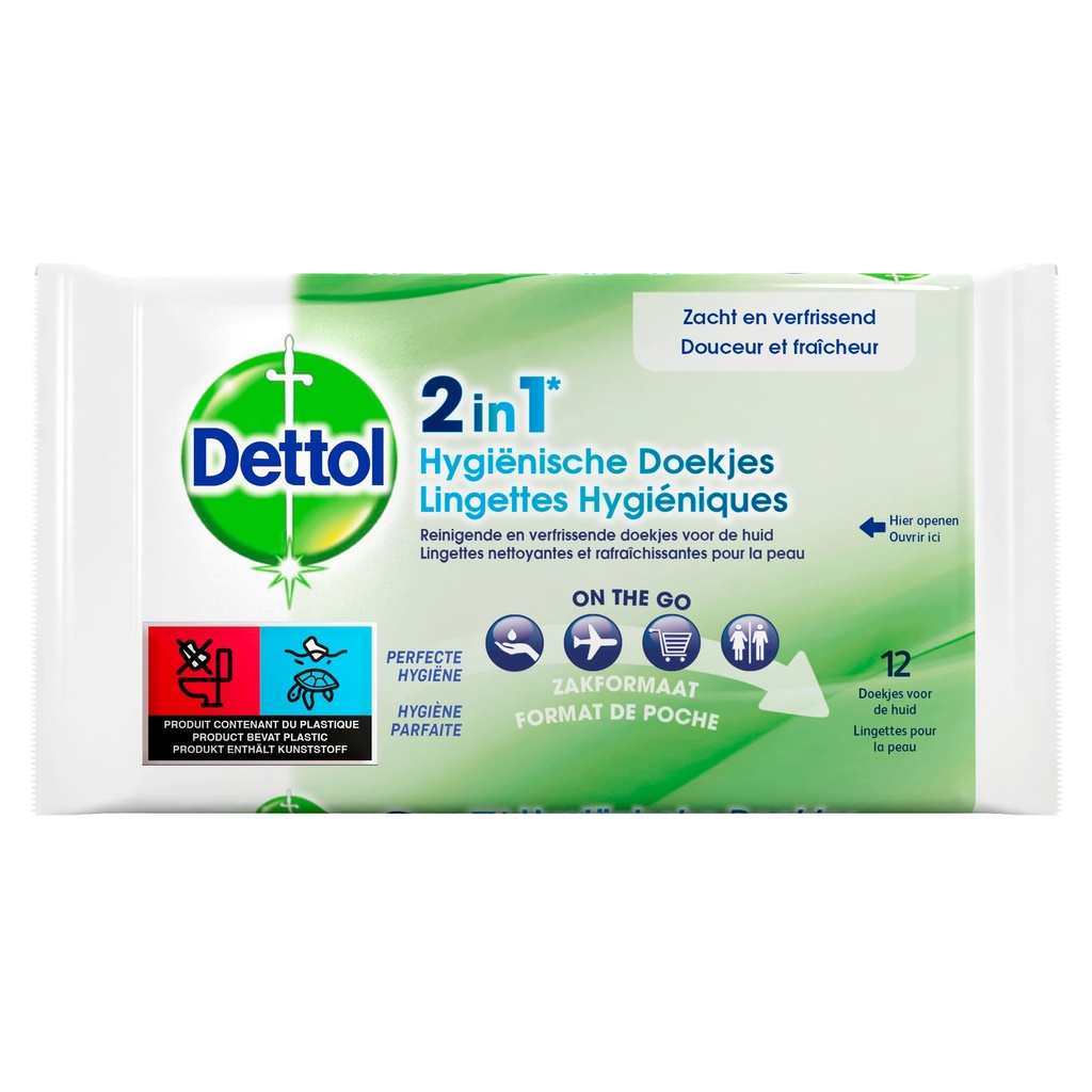 [3086406] Hygiënische doekjes Dettol Wipes 2-in-1 12st