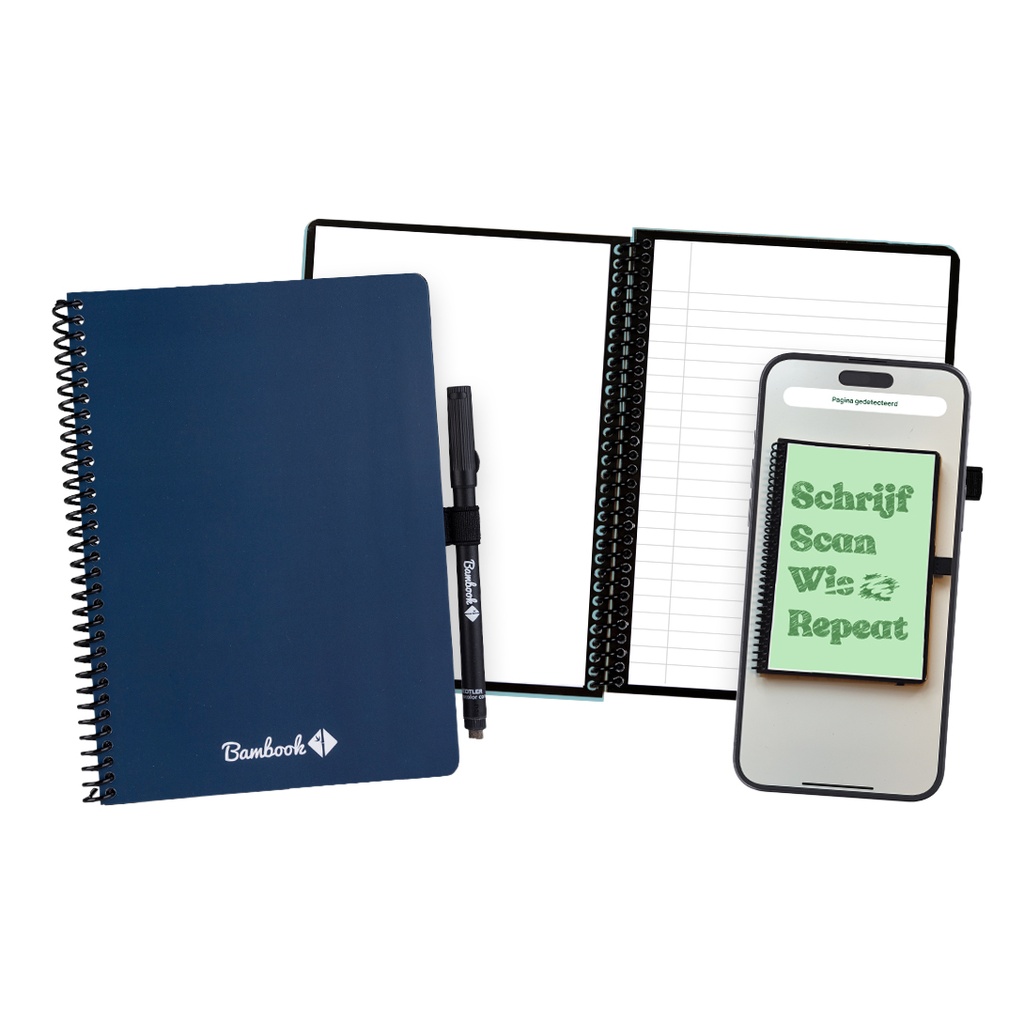 [8720618316622] Notitieboek Bambook Navy A5 lijn 40pag uitwisb