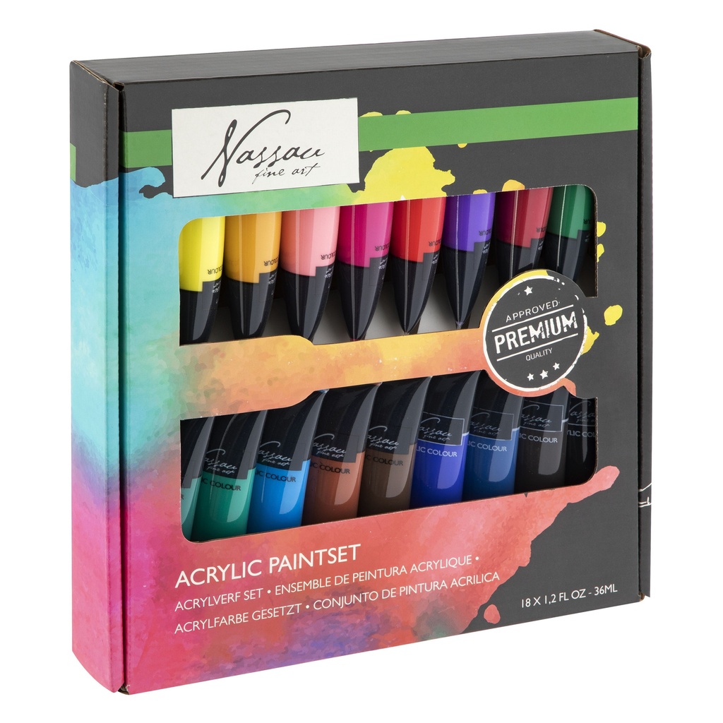 Acrylverf Nassau fine art doos a 18 tubes a 36ml