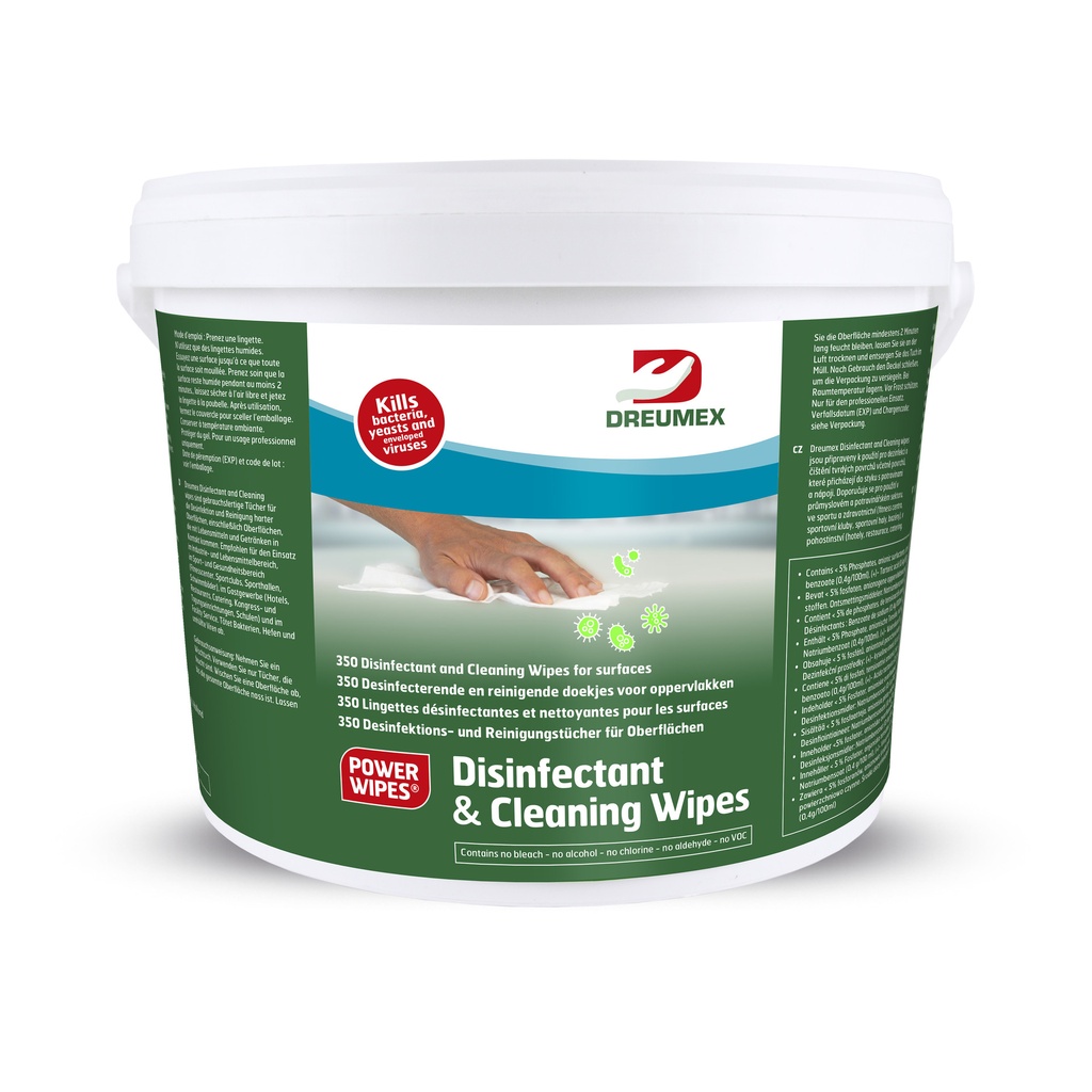 [74703501001] Desinfectiedoekjes Dreumex emmer 350 stuks wit