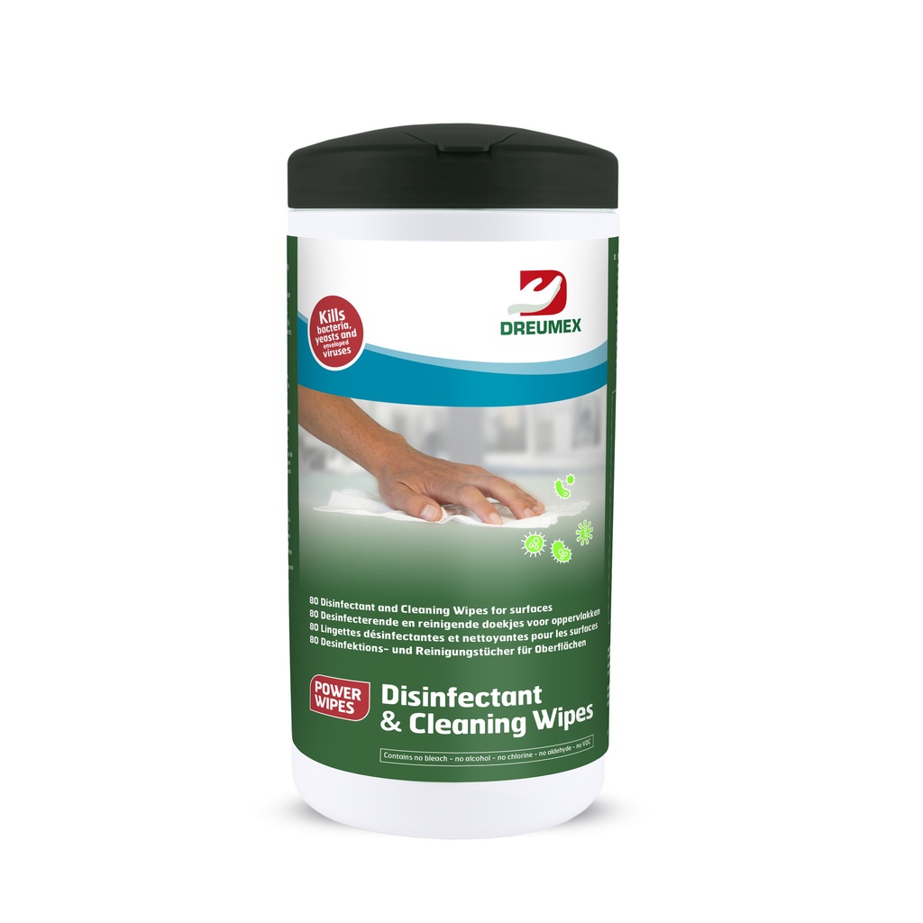 [74700801001] Desinfectiedoekjes Dreumex bus 80 stuks wit