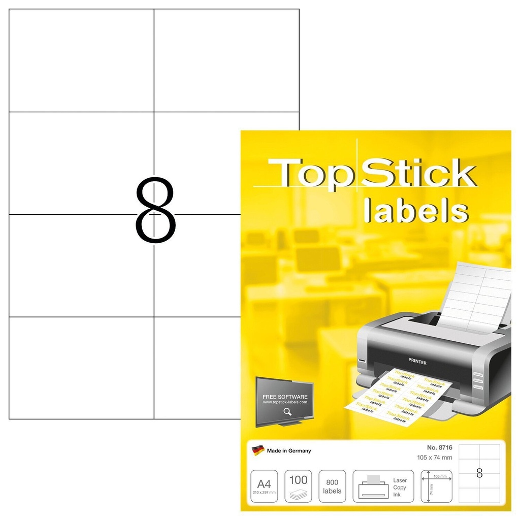 [8716] Etiket TopStick 105x74mm wit 800st