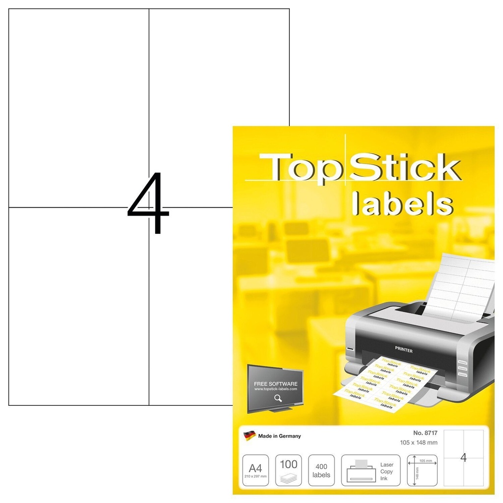 [8717] Etiket TopStick 105x148mm wit 400st