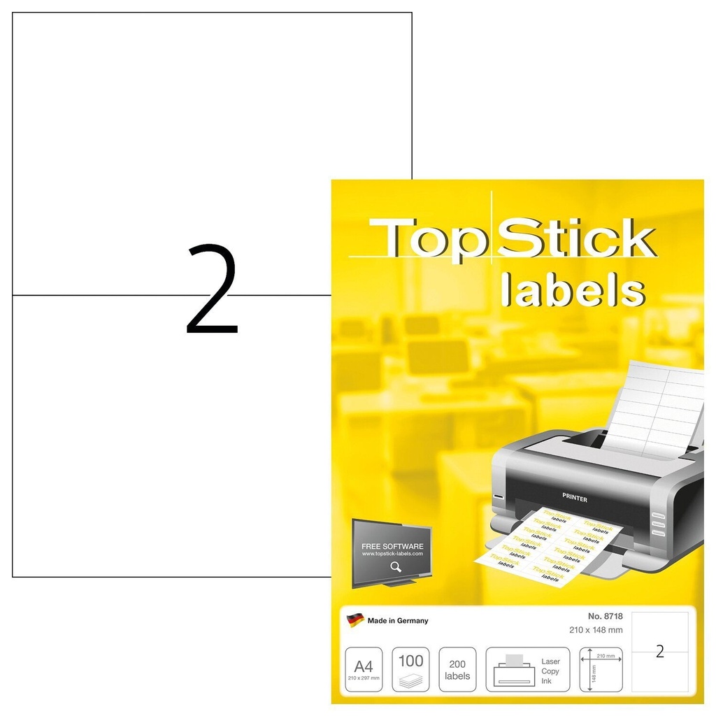 [8718] Etiket TopStick 210x148mm wit 200st