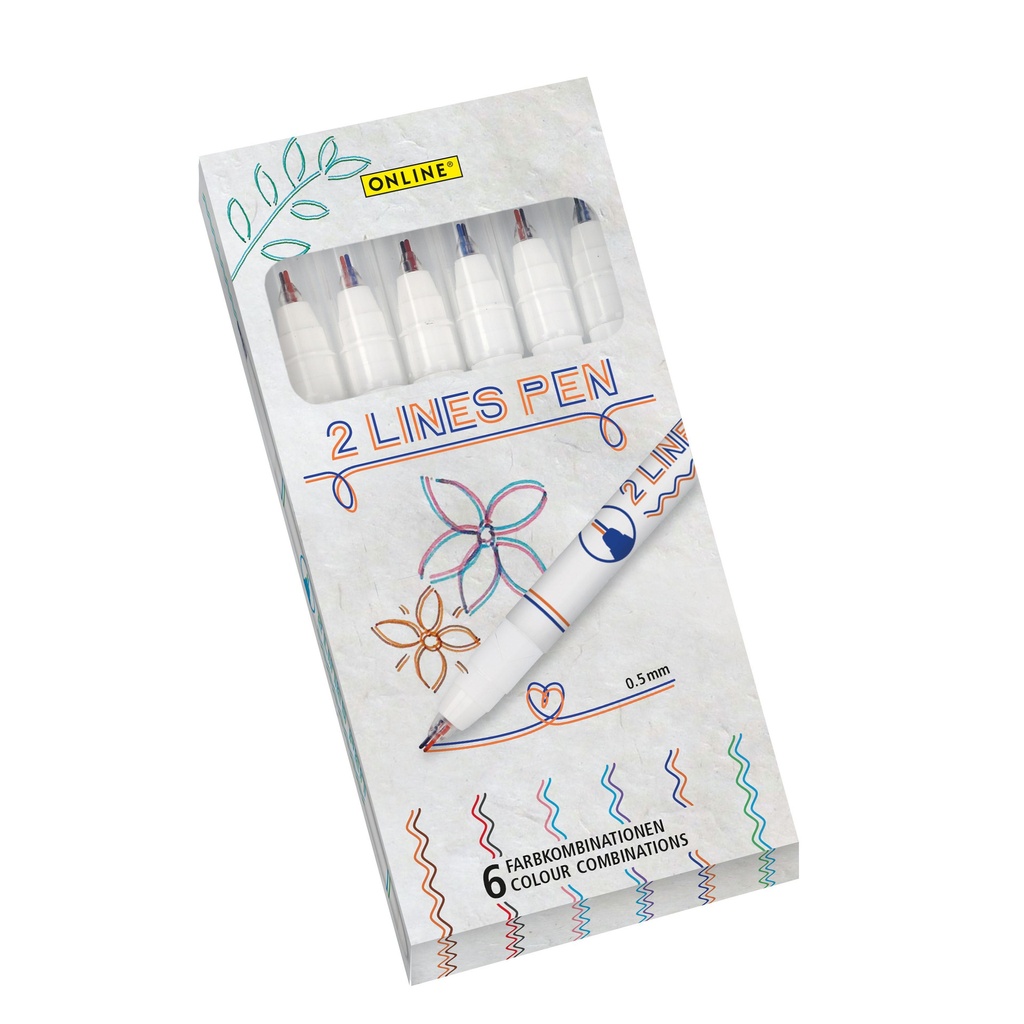 Finerliner Online 2-lijnen assorti doos à 6 stuks