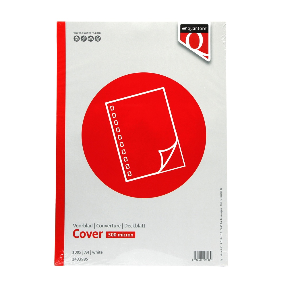 [Q1433985] Voorblad Quantore A4 PP 300 micron wit 100 stuks
