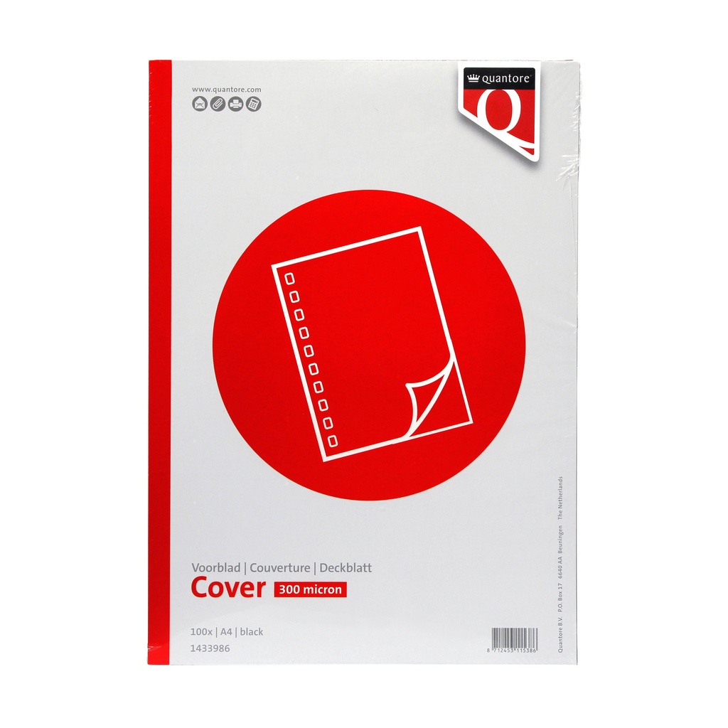 [Q1433986] Voorblad Quantore A4 PP 300 micron zwart 100 stuks