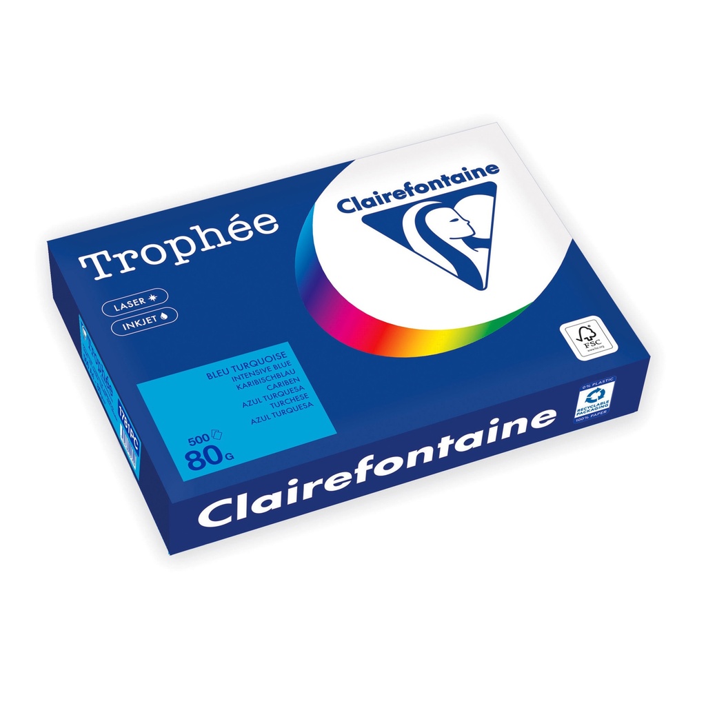 [1781PC] Kopieerpapier Trophee A4 80gr caribenblauw