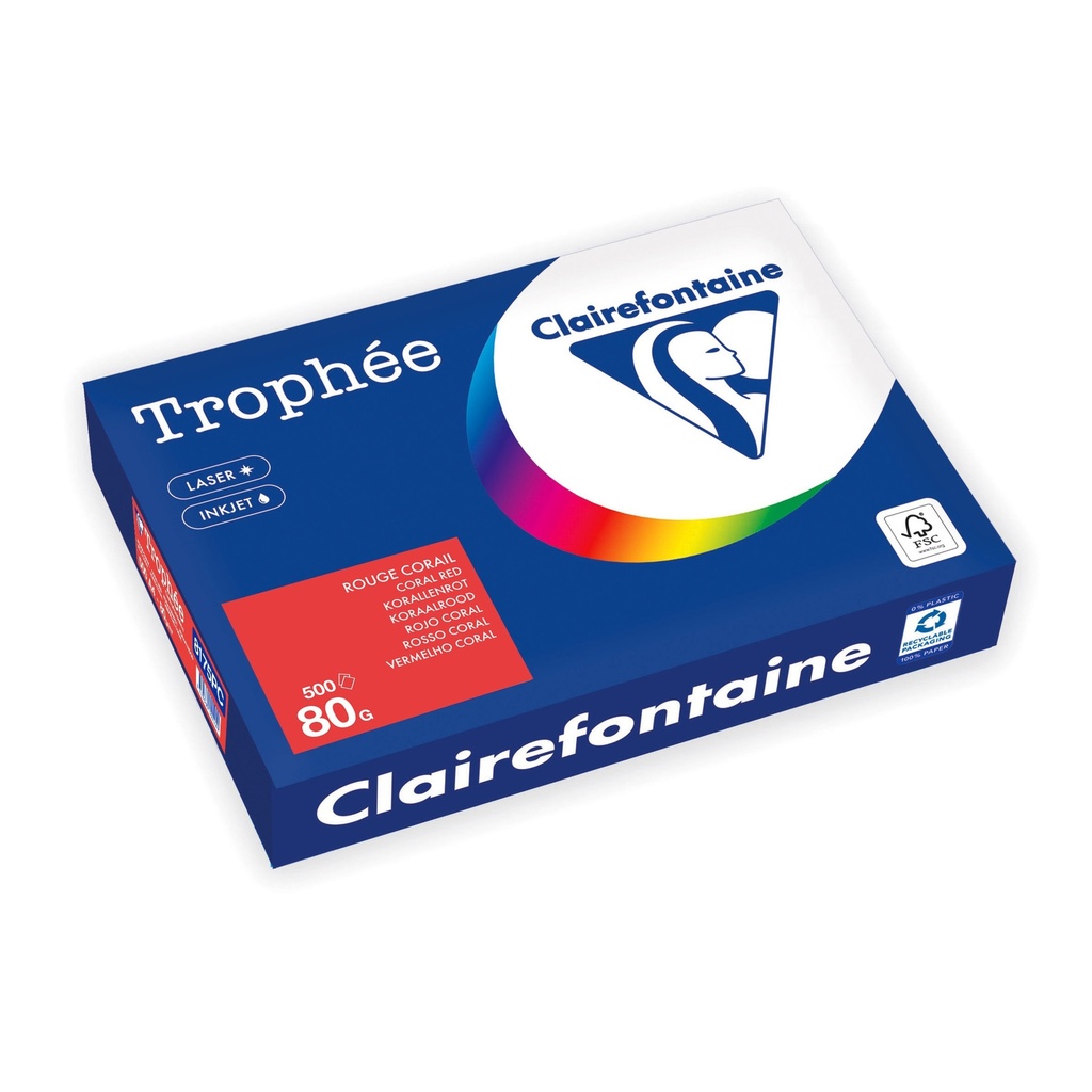 [8175PC] Kopieerpapier Trophee A4 80gr koraalrood