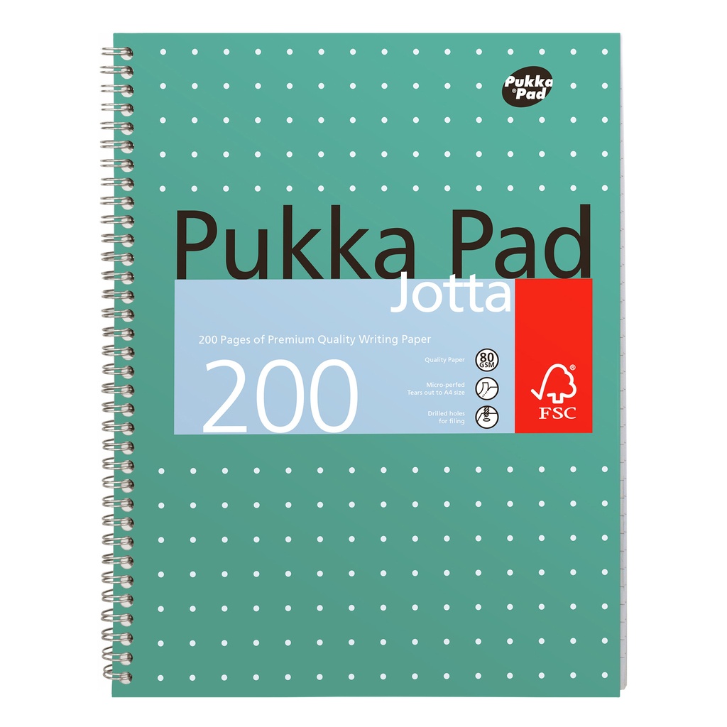 Collegeblok Pukka Jotta A4 lijn 4-g 200pag 80gr gn