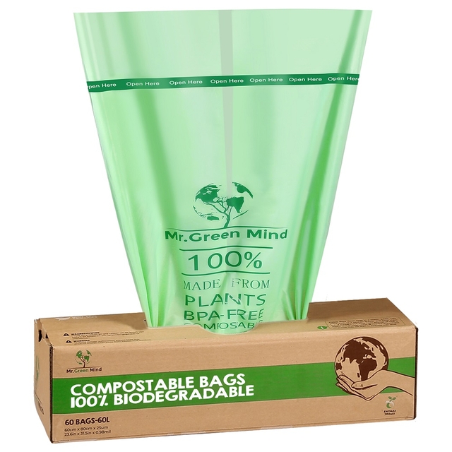 Afvalzak bio Mr.Green Mind 60x80cm 60L dispenser