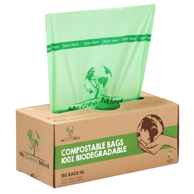 Afvalzak bio Mr.Green Mind 36x35cm 6L dispenser