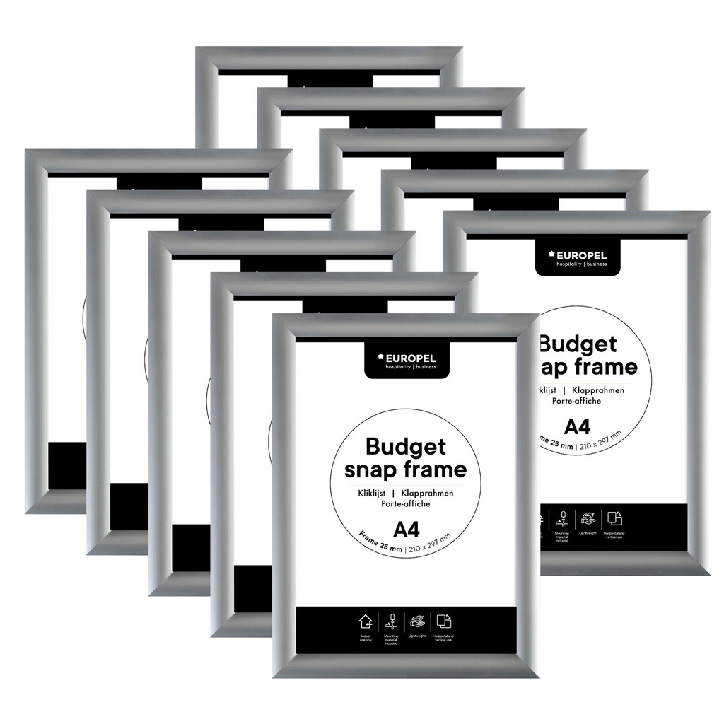 [355060] Kliklijst Europel Budget A4 zilver 10 stuks