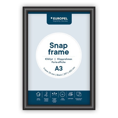 [355029] Kliklijst Europel A3 25mm zwart
