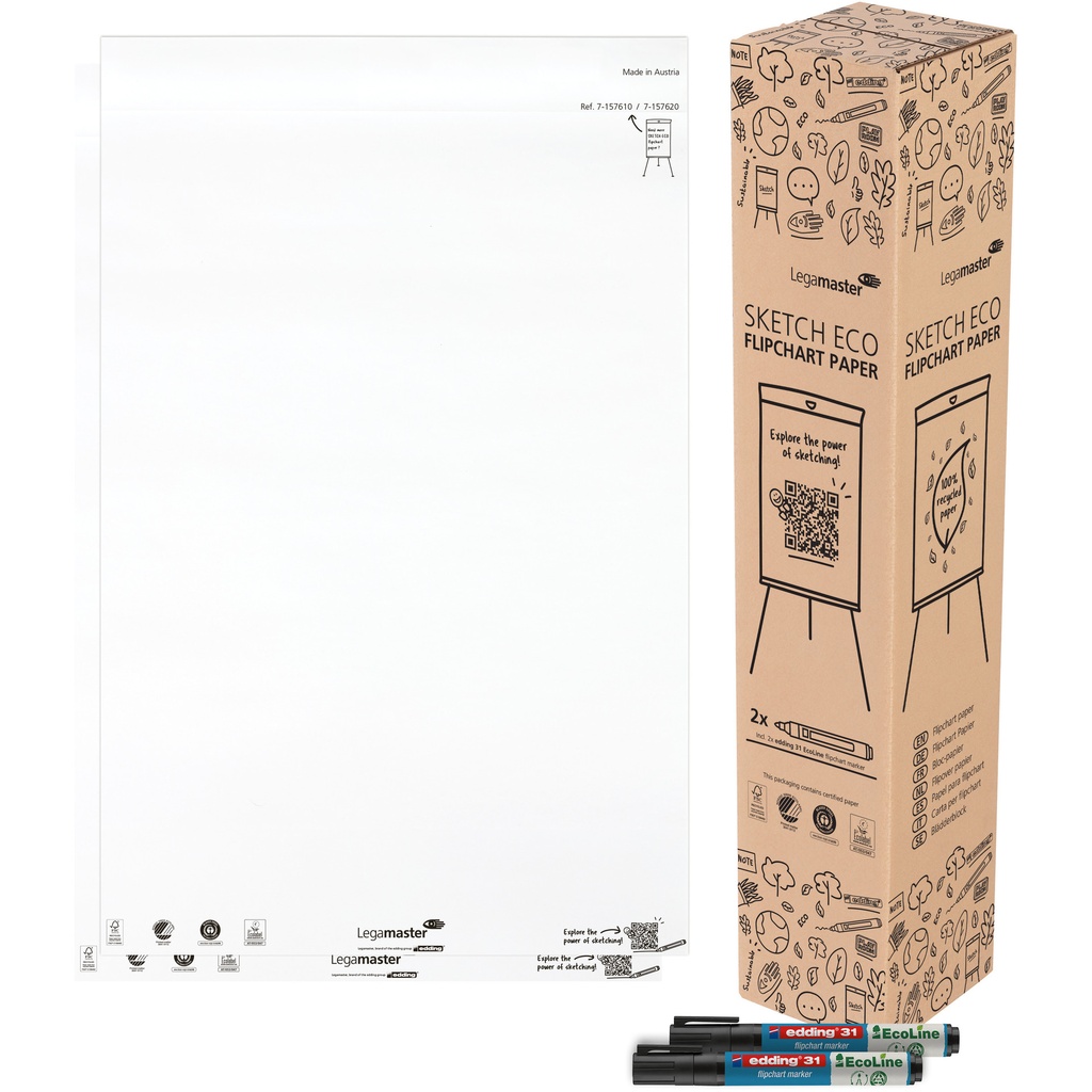 [7-157620] Flipoverpapier Legamaster SKETCH ECO blanco 2x 50v
