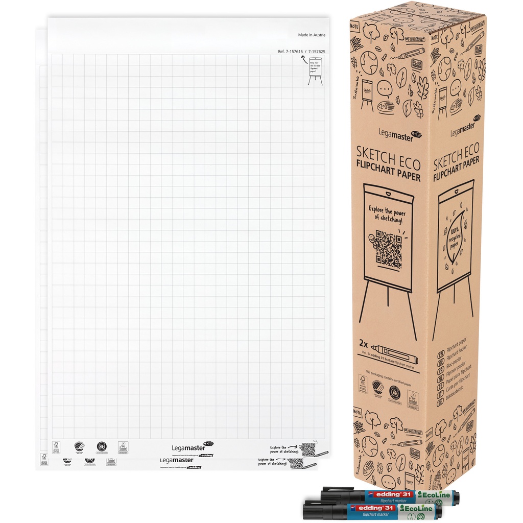 [7-157625] Flipoverpapier Legamaster SKETCH ECO raster 2x 50v