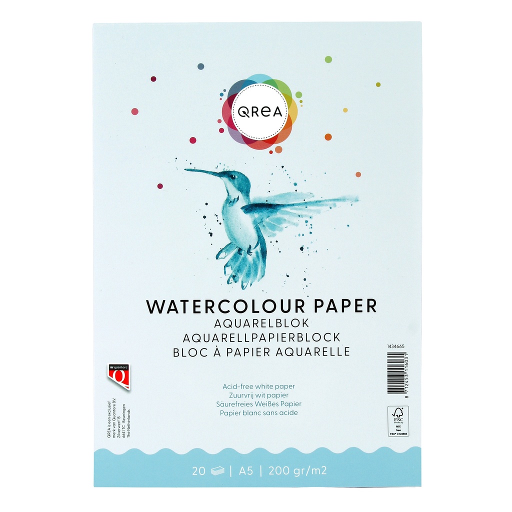 Aquarelblok Qrea A5 20vel 200gr gelijmd
