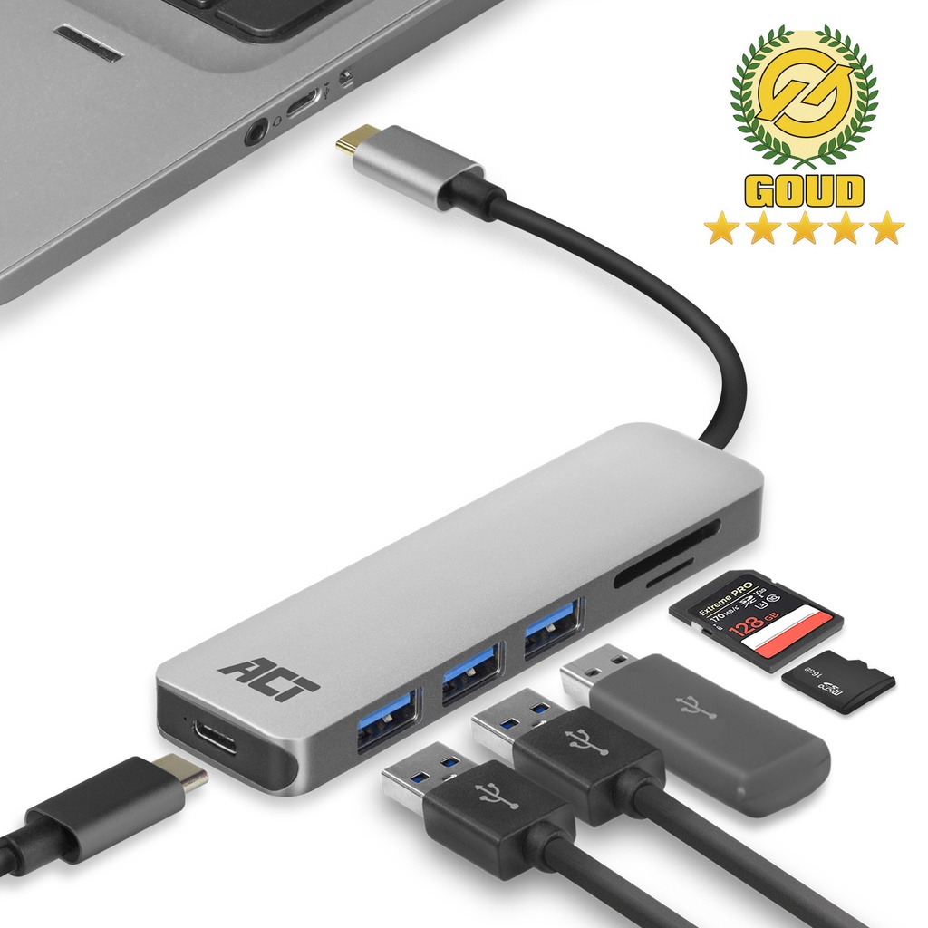[AC7050] USB-C hub 3.0 3x USB-A cardreader PD