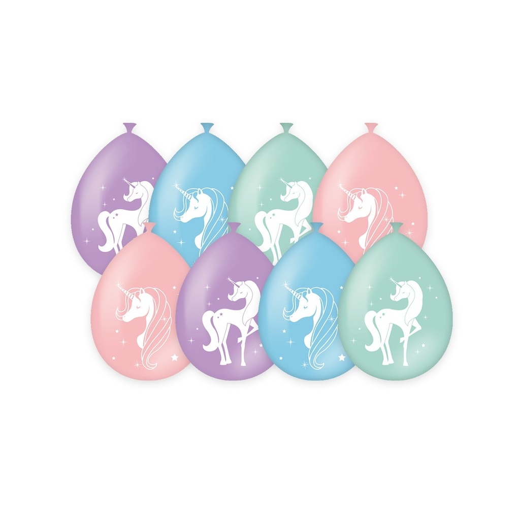 Ballonen Unicorn 30 cm 8 stuks pastel