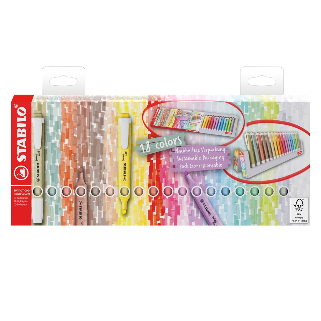 [275/18-02-5] Markeerstift STABILO Swing cool nature deskset 18x