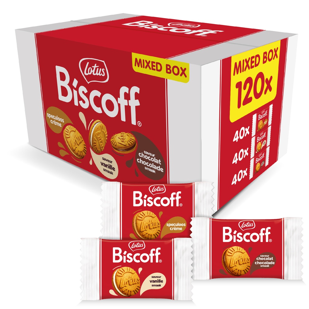 [2599] Koekjes Lotus Biscoff sandwich mix doos 120 stuks