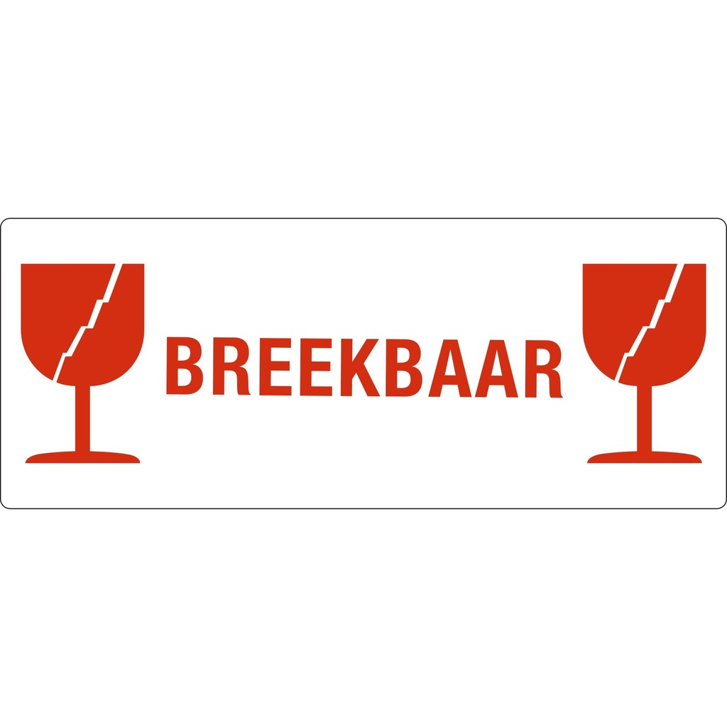 Waarschuwingsetiket breekbaar/glas 500 stuks