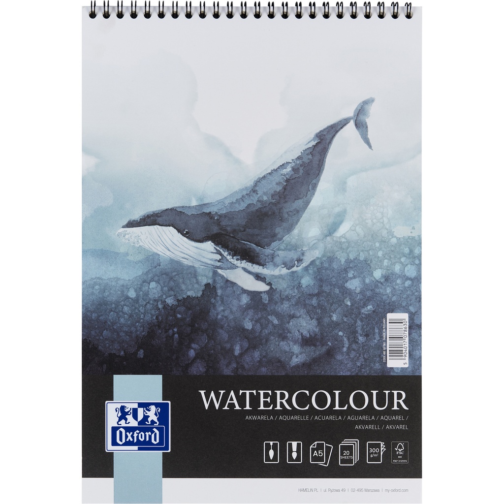 Aquarelblok Oxford Watercol A5 20v 300gr spiraal