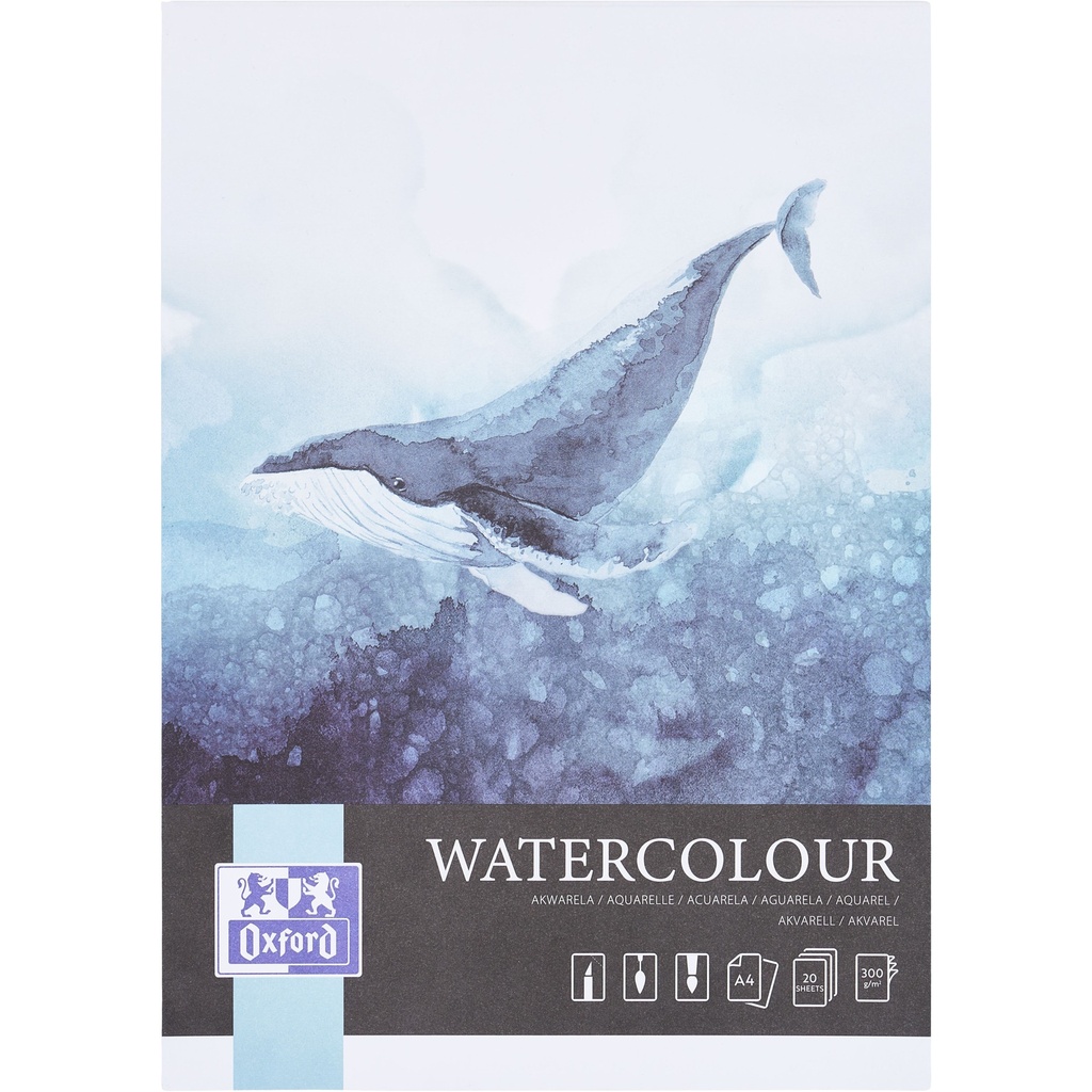Aquarelblok Oxford Watercol A4 20v 300gr gelijmd