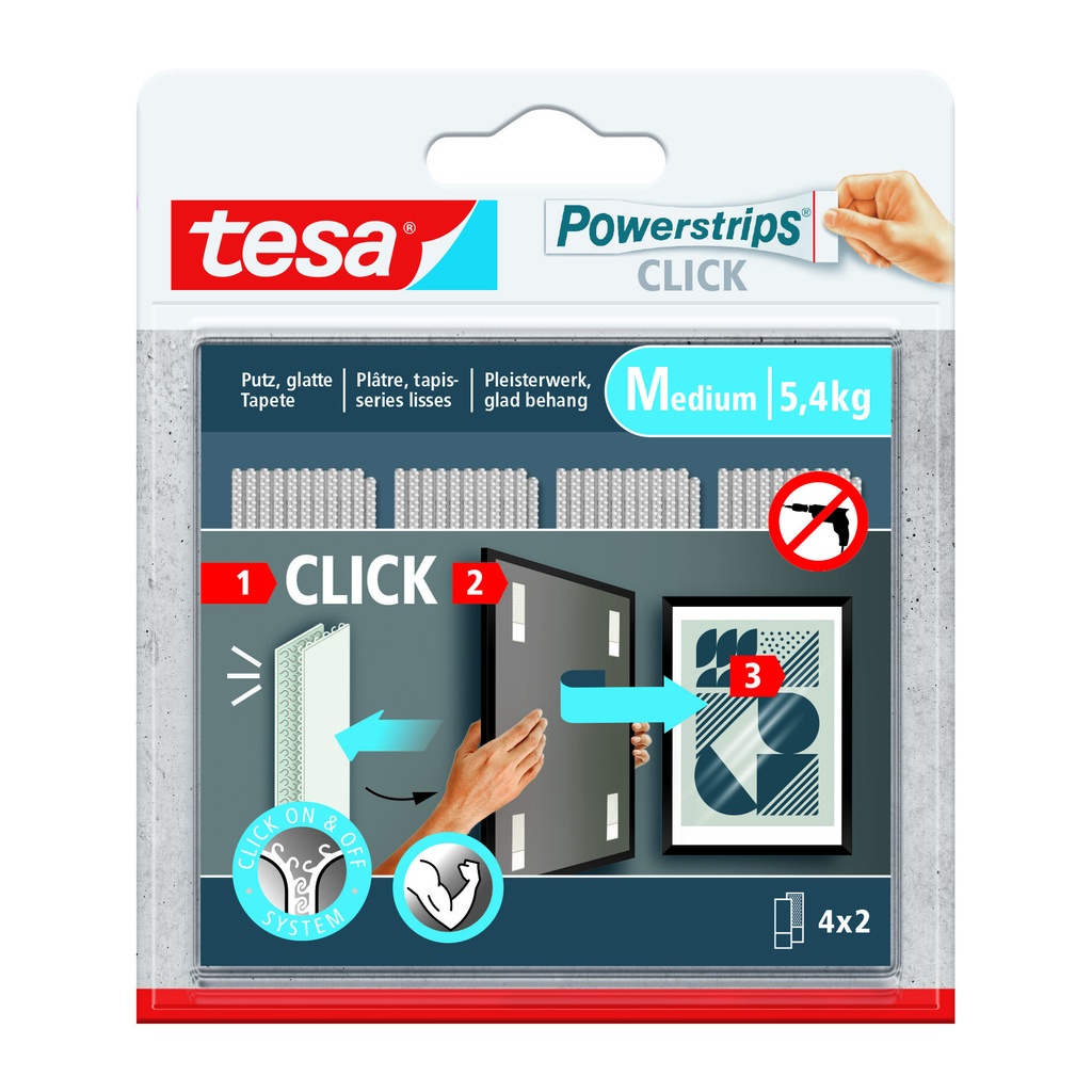 [77721-00000-00] Kleefstip tesa Powerstrips Click Medium 4 paar wit