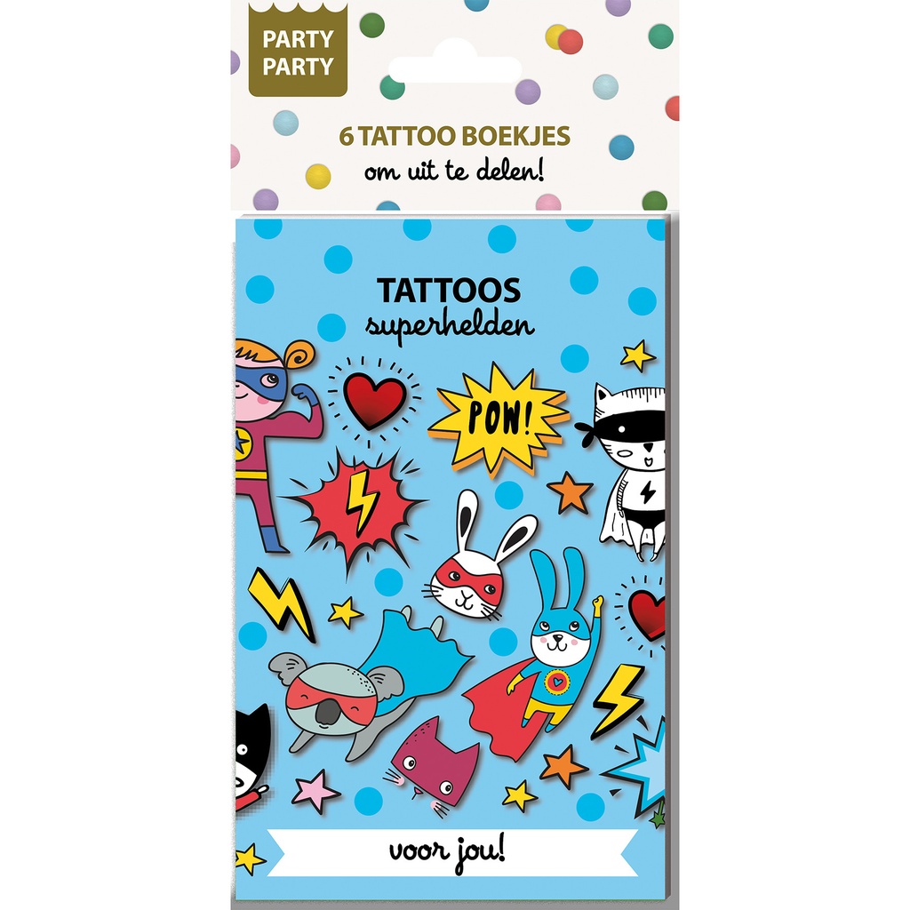 [9789464327816] Party Party 6 Tattoo boekje Superhelden Interstat