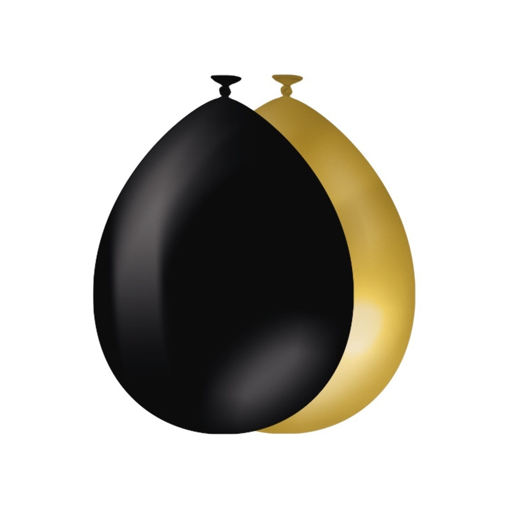 [2050019] Ballonnen goud en zwart 10 stuks