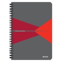 Notitieboek Leitz Office A5 lijn 180pag grijs rood