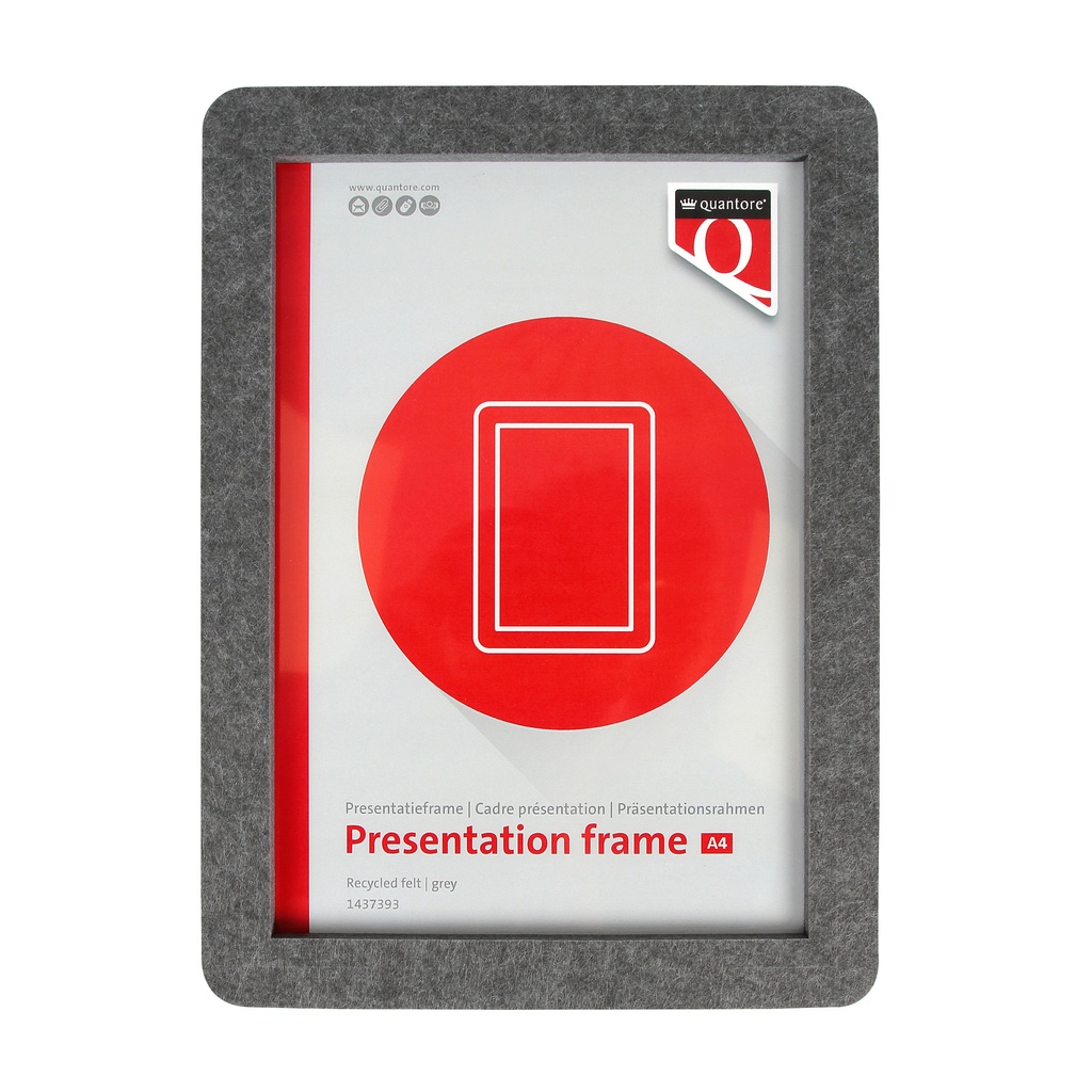 [WLA4-Grijs] Presentatieframe Quantore A4 gerecycled vilt grijs