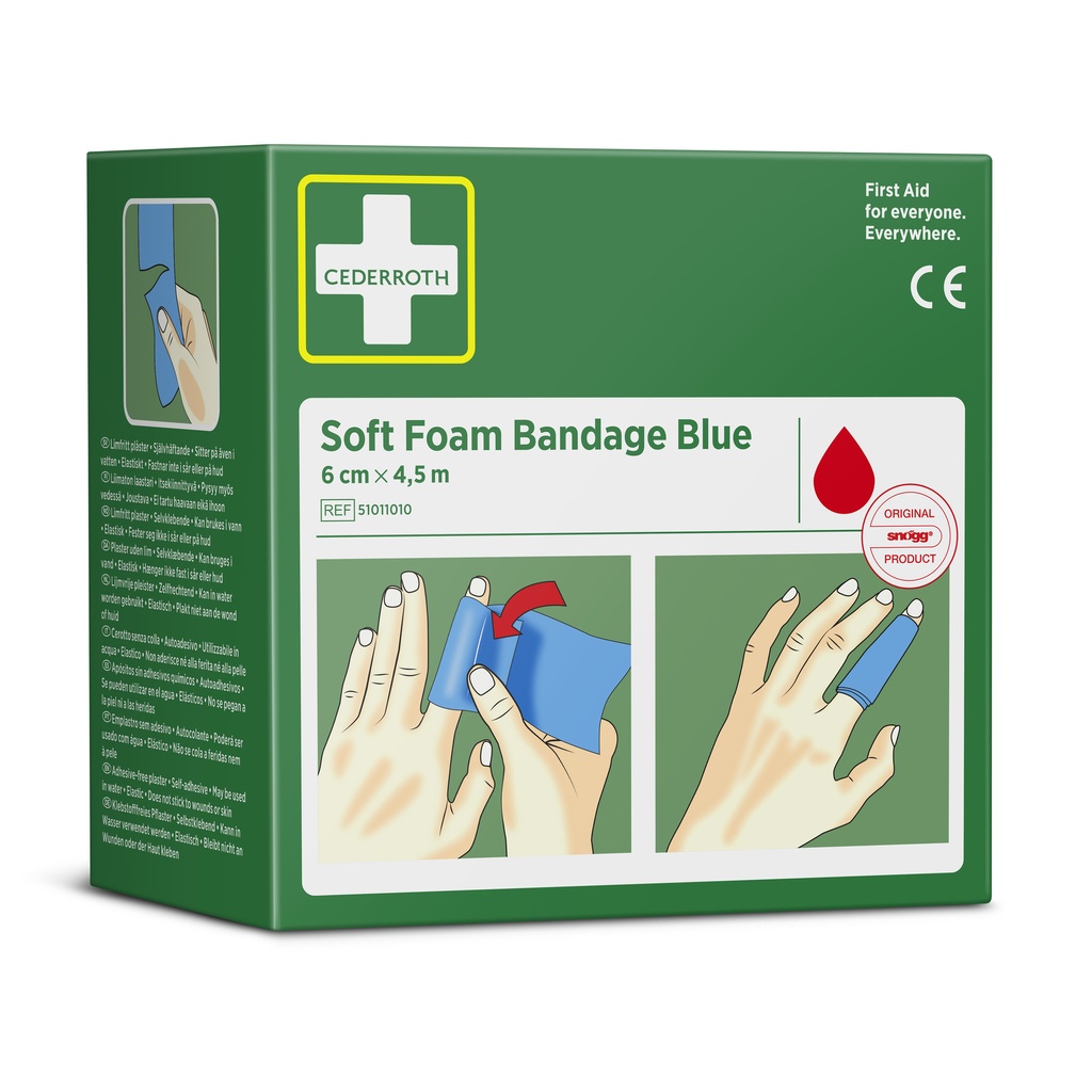 Bandage Cederroth Soft Foam blauw 6cmx4.5m