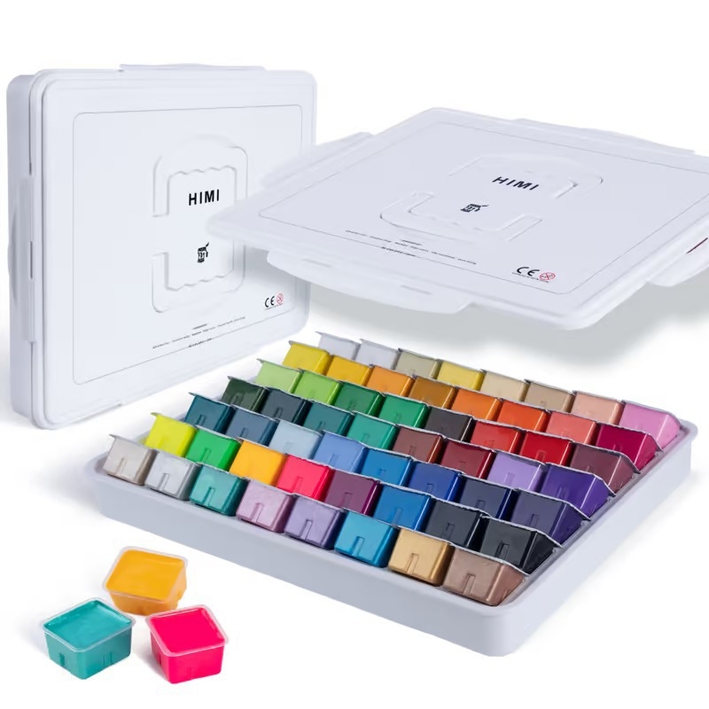 Gouache HIMI 56 kleuren 30gr neon en mtl box wit