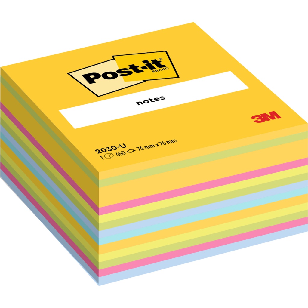 [FT510280157] Memoblok Post-it 2030 76x76mm kubus ultra assorti