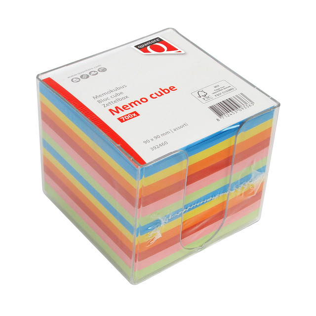 [500257] Memokubus Quantore 90x90mm transparant assorti