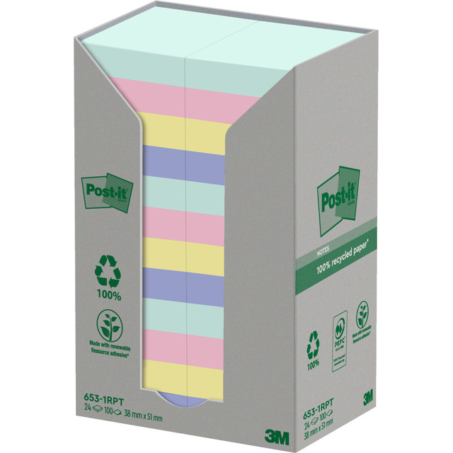 [653-1RPT] Memoblok Post-it 653RPT 38x51mm rainbow pastel